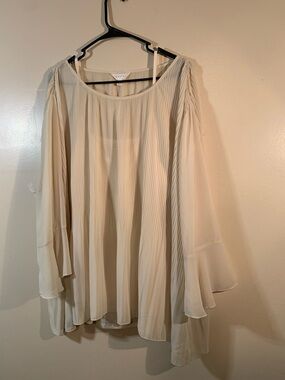 Adiva Cream Pleated Chiffon Blouse